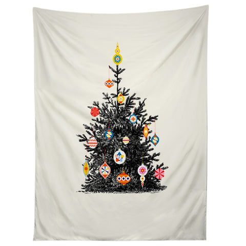 Showmemars Retro Decorated Christmas Tree Tapestry