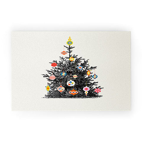 Showmemars Retro Decorated Christmas Tree Welcome Mat