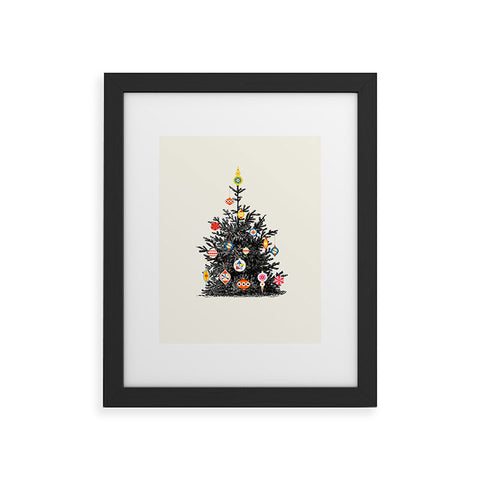 Showmemars Retro Decorated Christmas Tree Framed Art Print