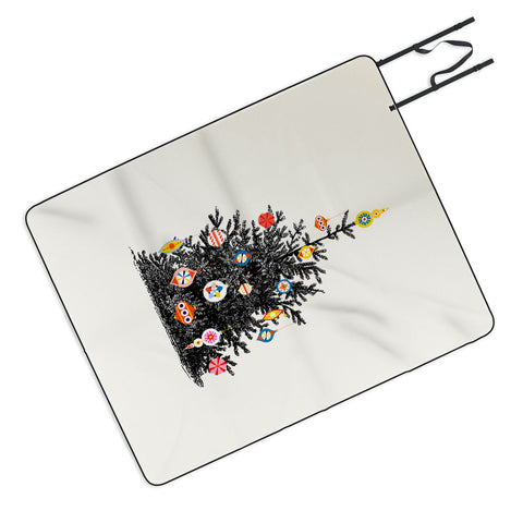 Showmemars Retro Decorated Christmas Tree Picnic Blanket