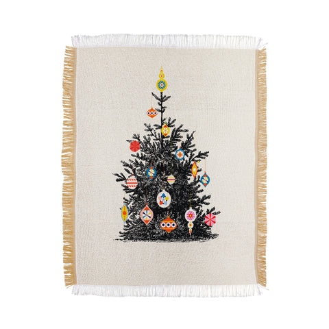 Showmemars Retro Decorated Christmas Tree Throw Blanket