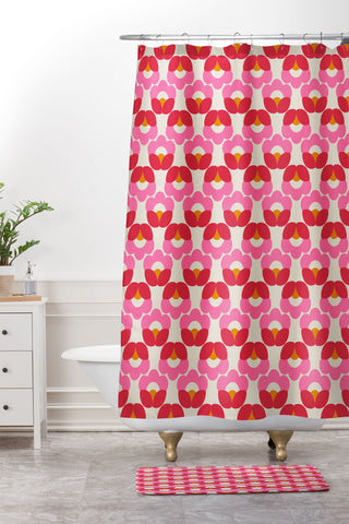 Showmemars Retro pattern Shower Curtain And Mat
