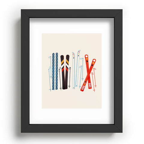 Showmemars Retro Ski Illustration Recessed Framing Rectangle