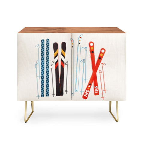 Showmemars Retro Ski Illustration Credenza