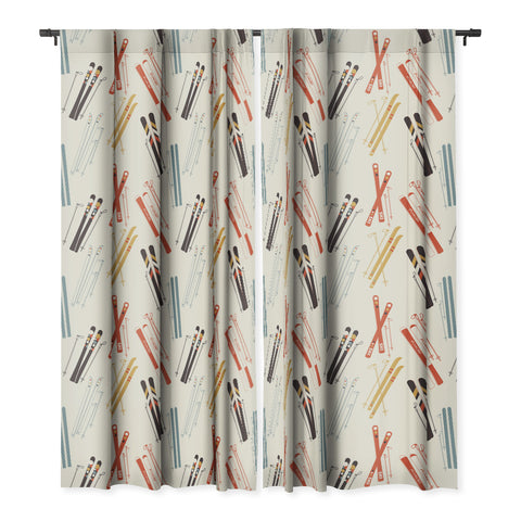 Showmemars Retro Ski Illustration Blackout Window Curtain
