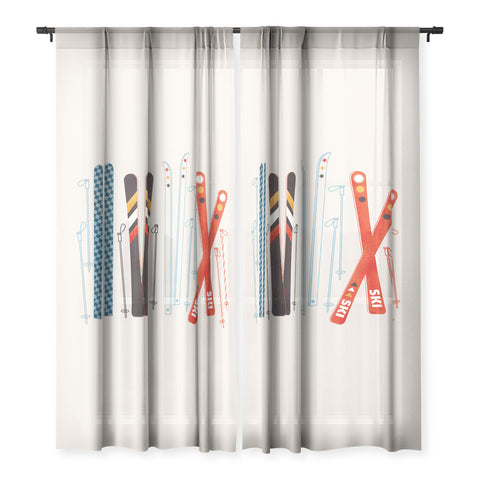 Showmemars Retro Ski Illustration Sheer Non Repeat