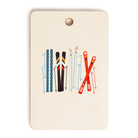 Showmemars Retro Ski Illustration Cutting Board Rectangle