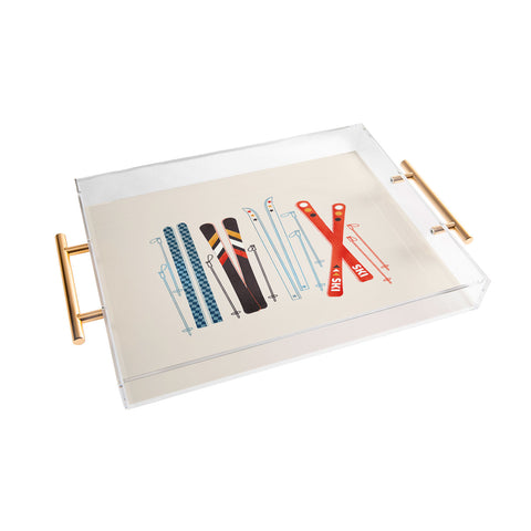 Showmemars Retro Ski Illustration Acrylic Tray