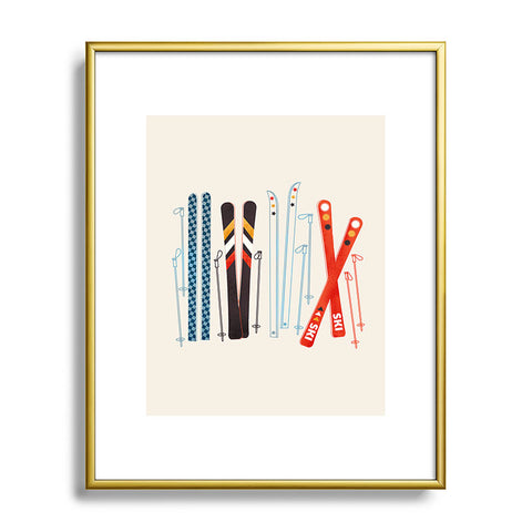 Showmemars Retro Ski Illustration Metal Framed Art Print