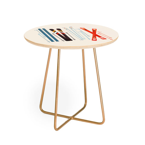 Showmemars Retro Ski Illustration Round Side Table