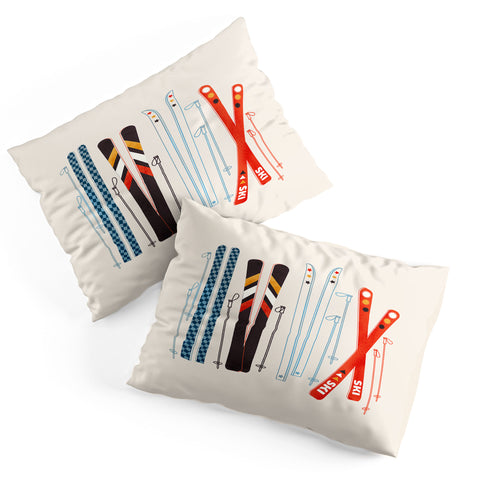 Showmemars Retro Ski Illustration Pillow Shams