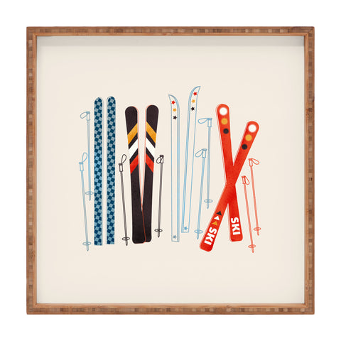 Showmemars Retro Ski Illustration Square Tray