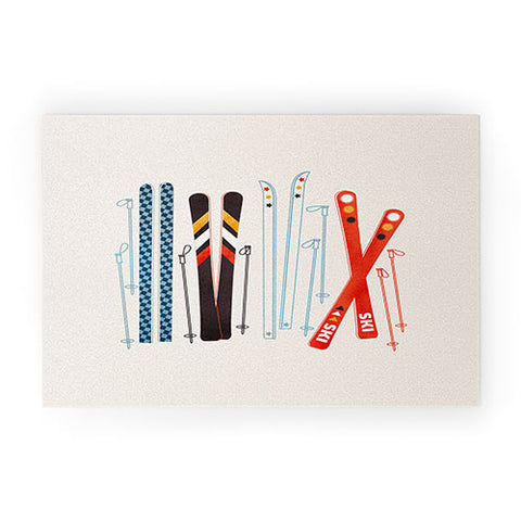 Showmemars Retro Ski Illustration Welcome Mat