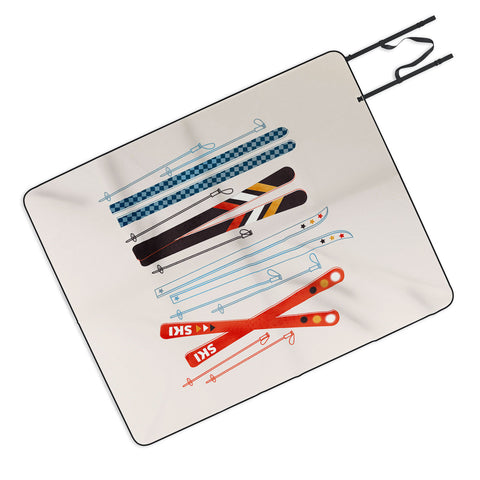 Showmemars Retro Ski Illustration Picnic Blanket