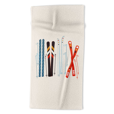 Showmemars Retro Ski Illustration Beach Towel