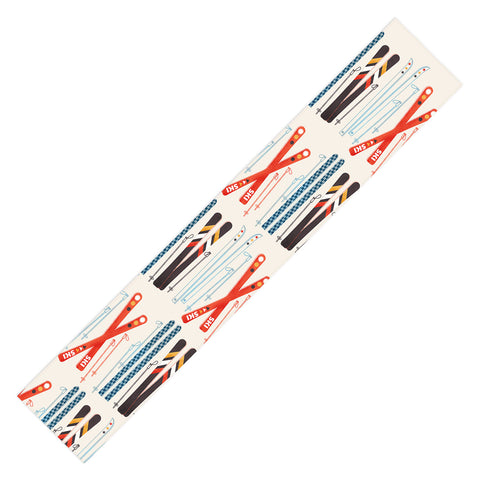 Showmemars Retro Ski Illustration Table Runner