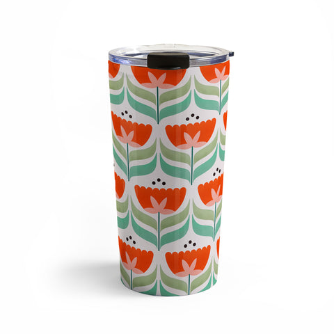 Showmemars Retro Tulips Pattern Travel Mug