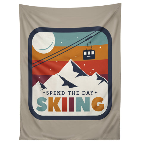 Showmemars Spend The Day SkiingSki Badge Tapestry