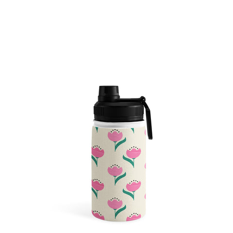 Showmemars Vintage Pink Fabric Tulips Water Bottle