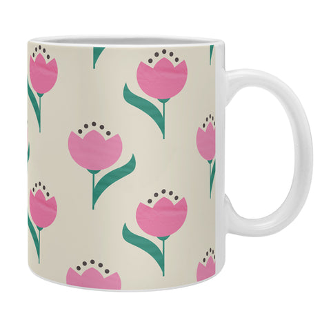 Showmemars Vintage Pink Fabric Tulips Coffee Mug