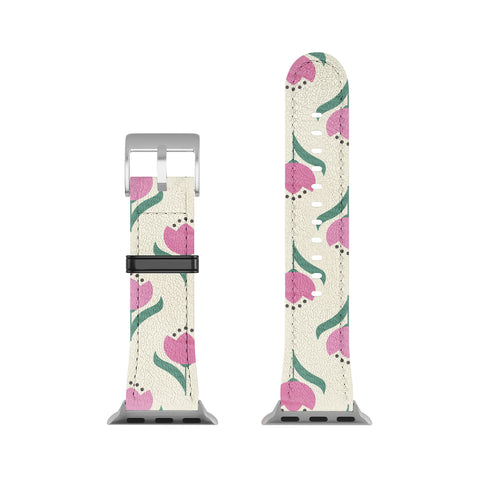 Showmemars Vintage Pink Fabric Tulips Apple Watch Band