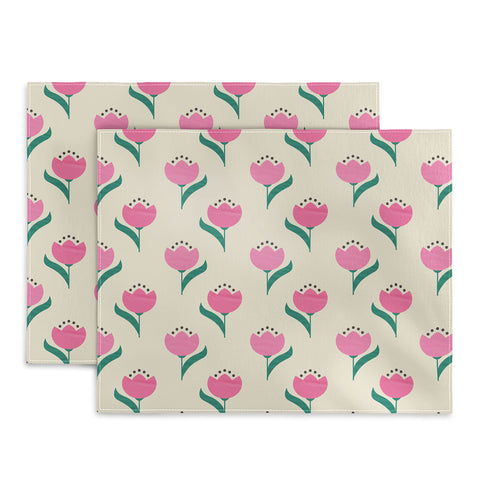 Showmemars Vintage Pink Fabric Tulips Placemat