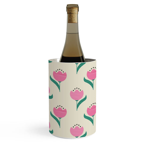 Showmemars Vintage Pink Fabric Tulips Wine Chiller