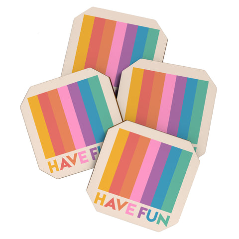 Showmemars Vintage Rainbow Have Fun Coaster Set