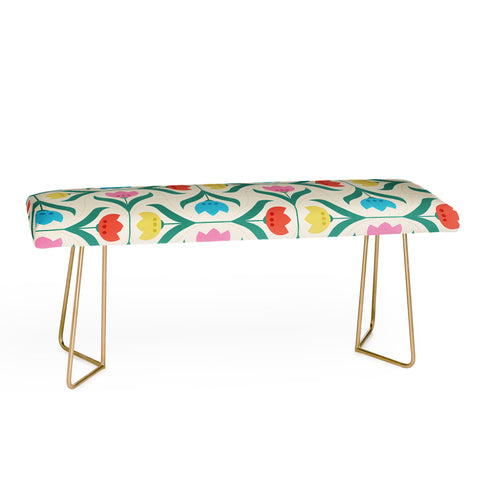 Showmemars Vintage Tulips Patchwork Bench