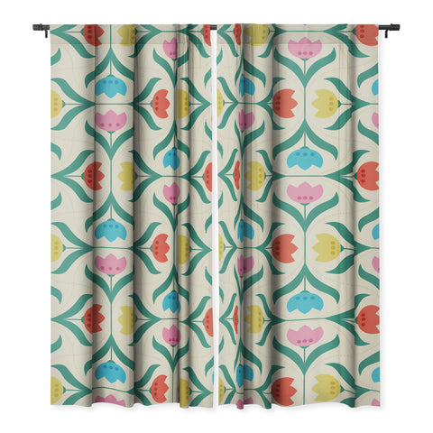 Showmemars Vintage Tulips Patchwork Blackout Non Repeat