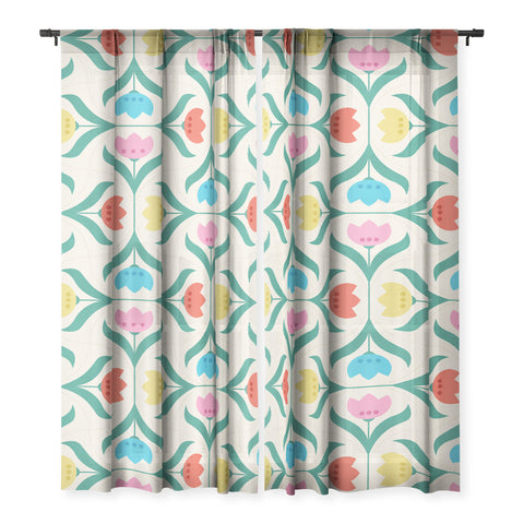 Showmemars Vintage Tulips Patchwork Sheer Non Repeat