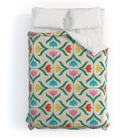 Showmemars Vintage Tulips Patchwork Duvet Cover