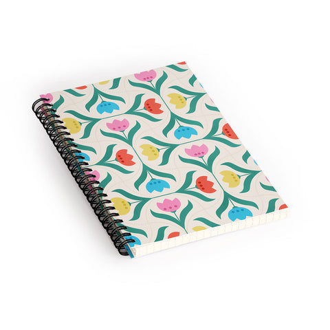 Showmemars Vintage Tulips Patchwork Spiral Notebook
