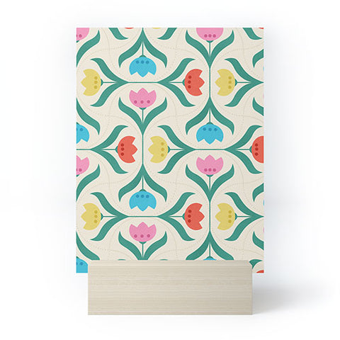 Showmemars Vintage Tulips Patchwork Mini Art Print