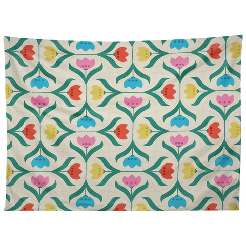 Showmemars Vintage Tulips Patchwork Tapestry