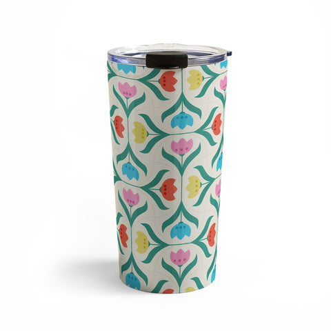 Showmemars Vintage Tulips Patchwork Travel Mug