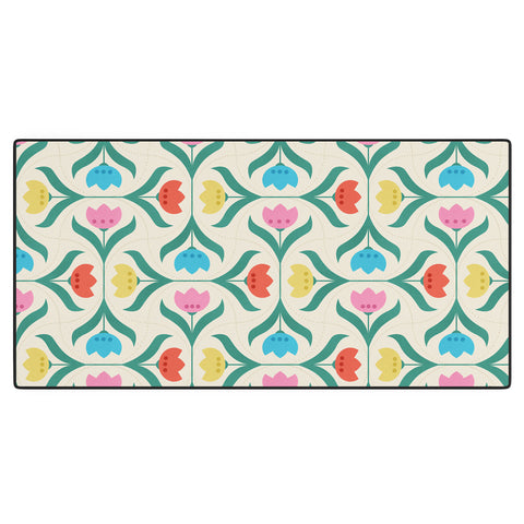 Showmemars Vintage Tulips Patchwork Desk Mat