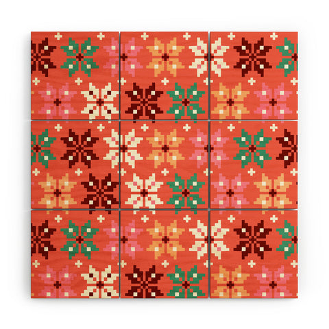 Showmemars Winter Quilt Pattern no2 Wood Wall Mural