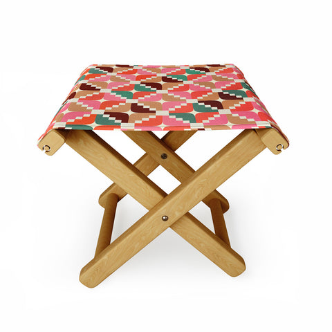Showmemars Winter Retro Quilt Pattern Folding Stool