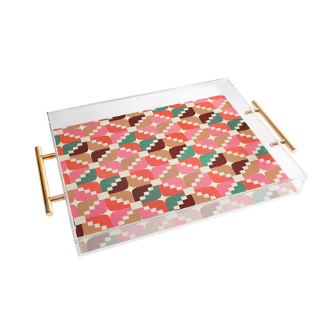 Showmemars Winter Retro Quilt Pattern Acrylic Tray