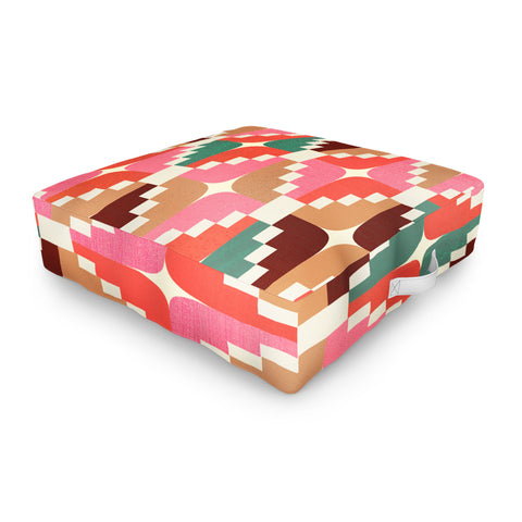 Showmemars Winter Retro Quilt Pattern Outdoor Floor Cushion