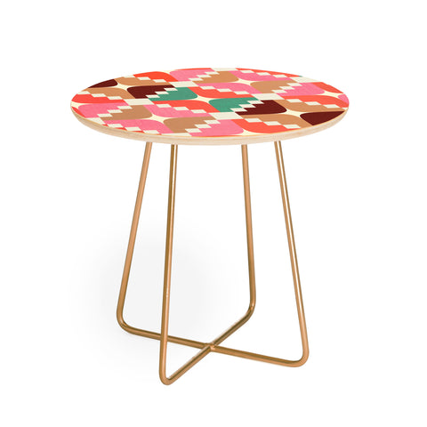 Showmemars Winter Retro Quilt Pattern Round Side Table