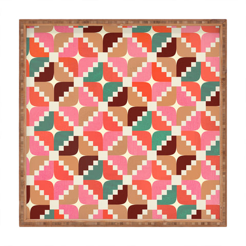 Showmemars Winter Retro Quilt Pattern Square Tray