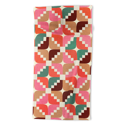 Showmemars Winter Retro Quilt Pattern Beach Towel