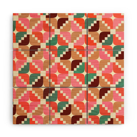 Showmemars Winter Retro Quilt Pattern Wood Wall Mural