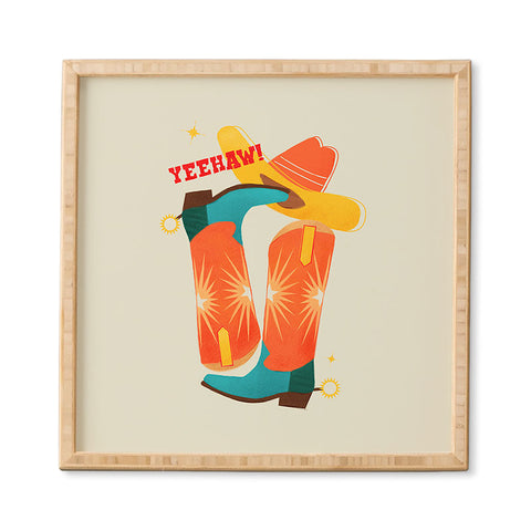 Showmemars Yeehaw Bright Cowboy Boots Framed Wall Art