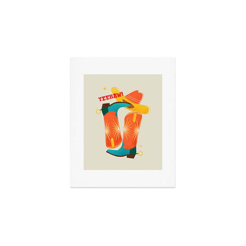 Showmemars Yeehaw Bright Cowboy Boots Art Print