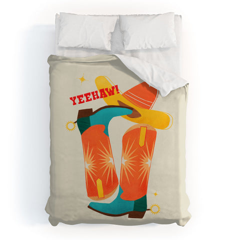 Showmemars Yeehaw Bright Cowboy Boots Duvet Cover