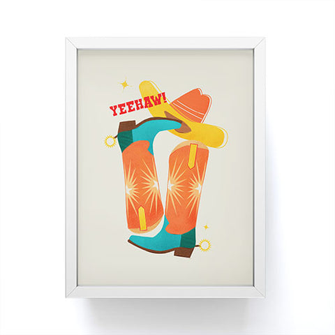 Showmemars Yeehaw Bright Cowboy Boots Framed Mini Art Print