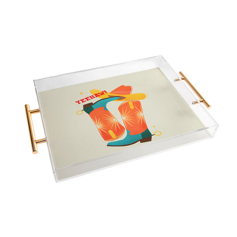 Showmemars Yeehaw Bright Cowboy Boots Acrylic Tray